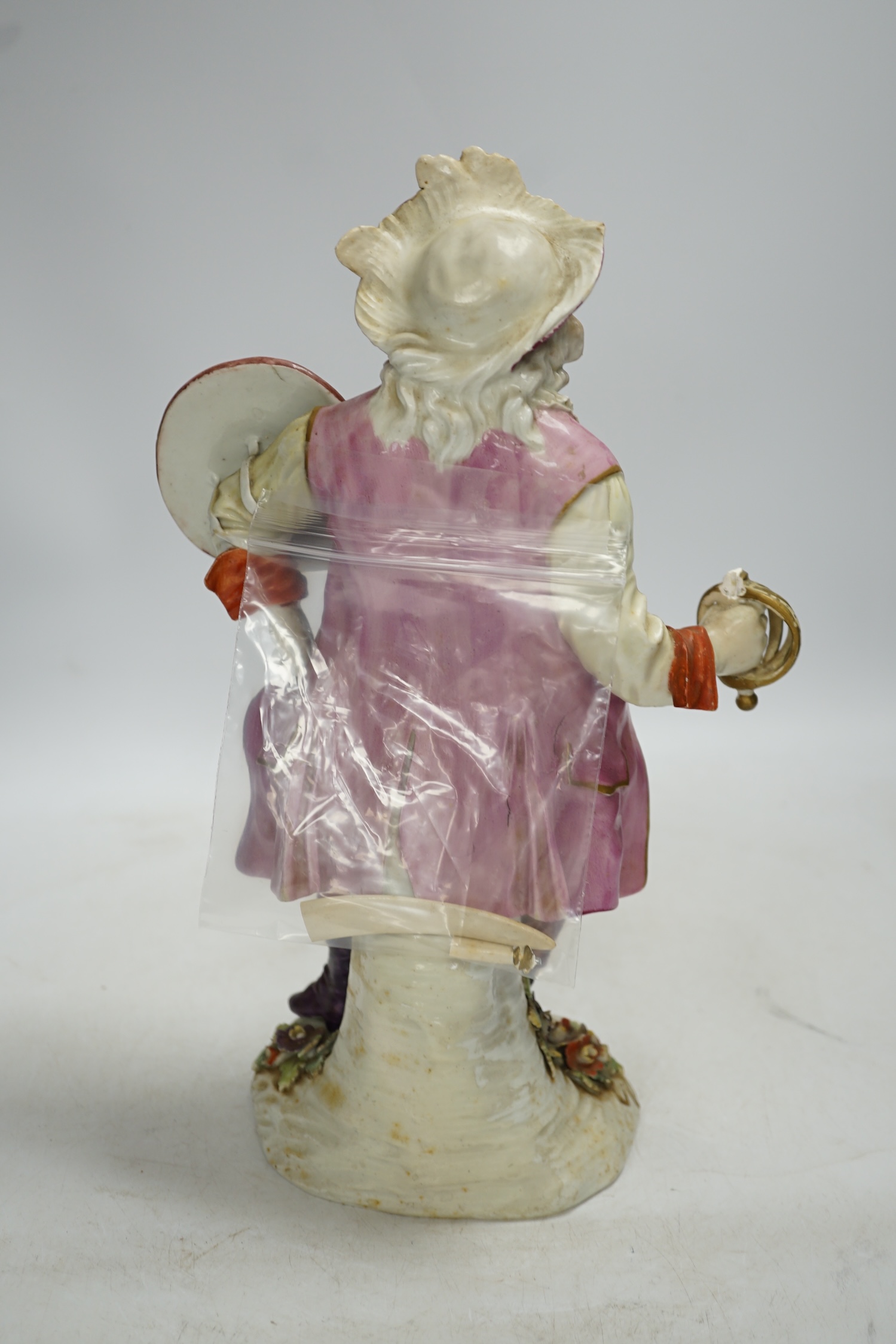 A Derby figure of David Garrick as Richard III, early 19th century, (lacking original sword), 31cm. Condition - poor